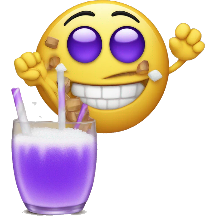 happy emoji with purple drink and piles of salt next to him  emoji