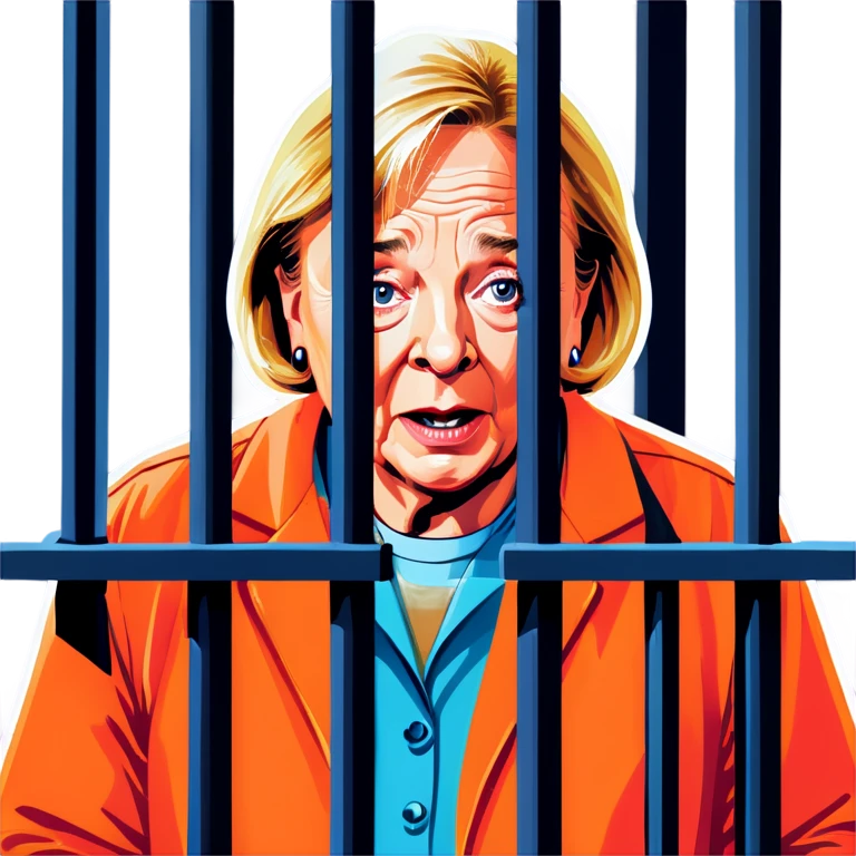 Maine Governor Janet Mills Behind Bars In an Orange Jumpsuit make her more realistic and scared without the mask emoji
