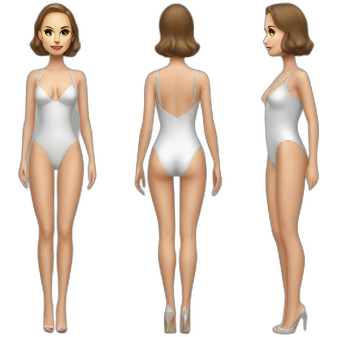sexy natalie portman back on high heels swimming suit long legs posing relax rude emoji