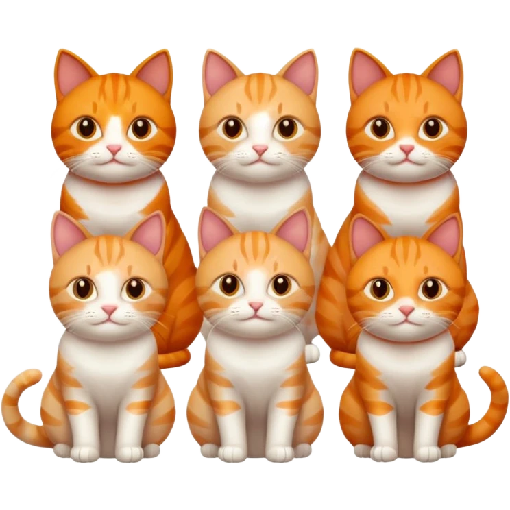 6 different colour cats only 1 orange emoji