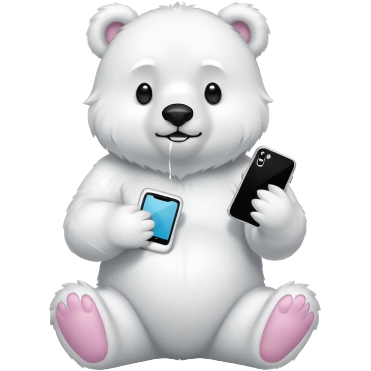 White Bear whole body  with iphone in hand  emoji
