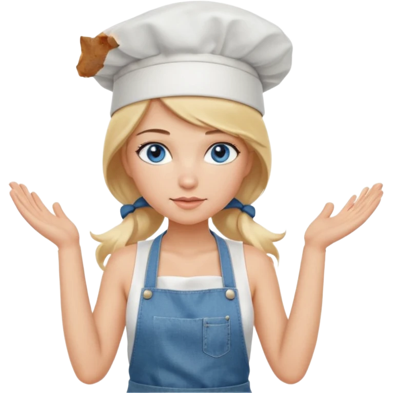 Sexy Full body  pretty
Long Blonde hair blue eyed female chef wearing white tank top, denim shorts and chef hat arms folded emoji