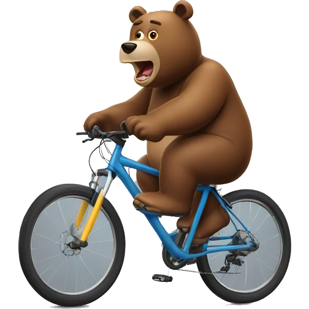 scared chubby brown bear on a road bike emoji