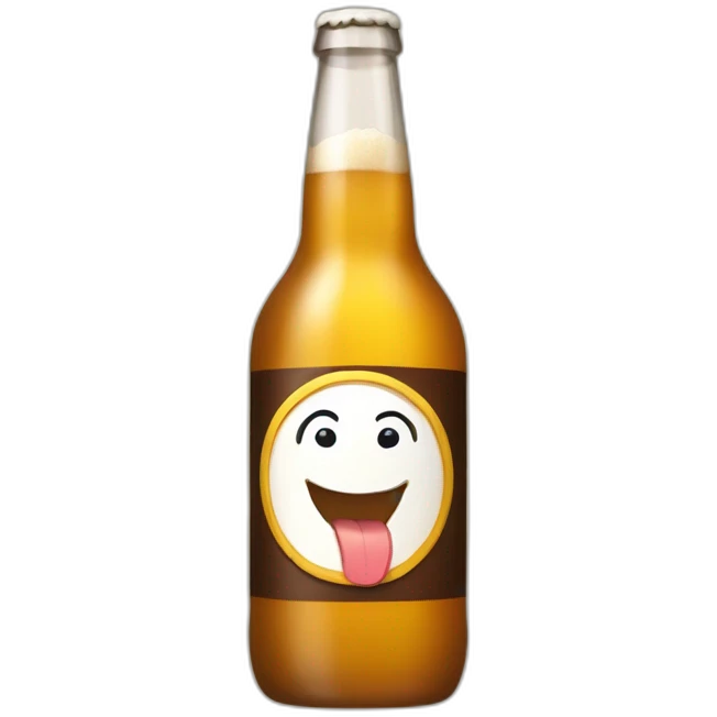 A bottle of beer says a toast with a glass of beer in his hands emoji