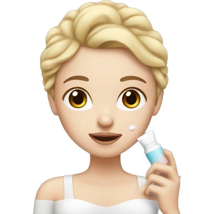 white girl applying cream on face emoji