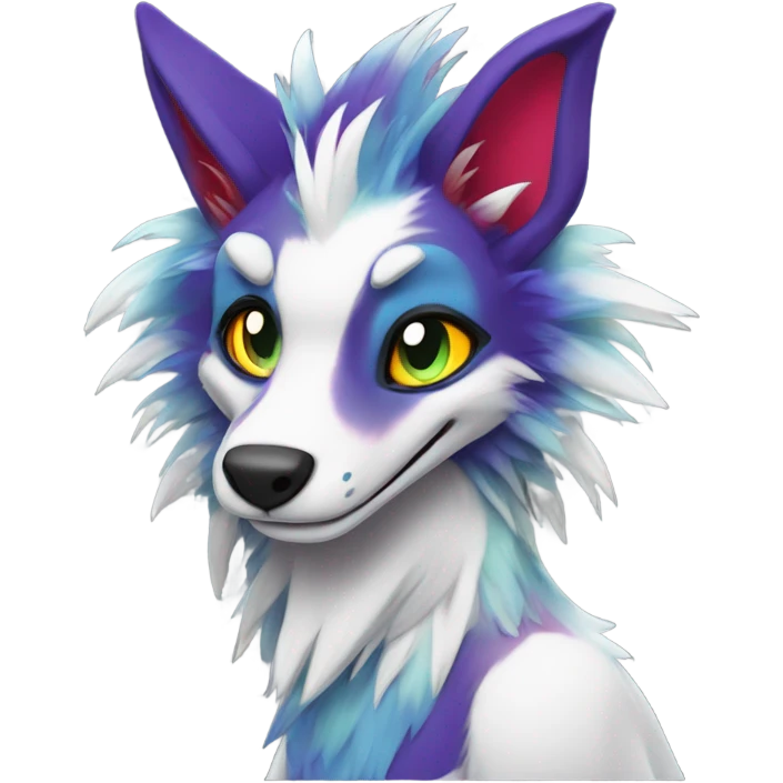 colorful Feral Sergal Fursona emoji