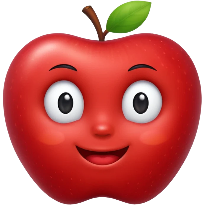 cute apple character, bright and simple expression emoji