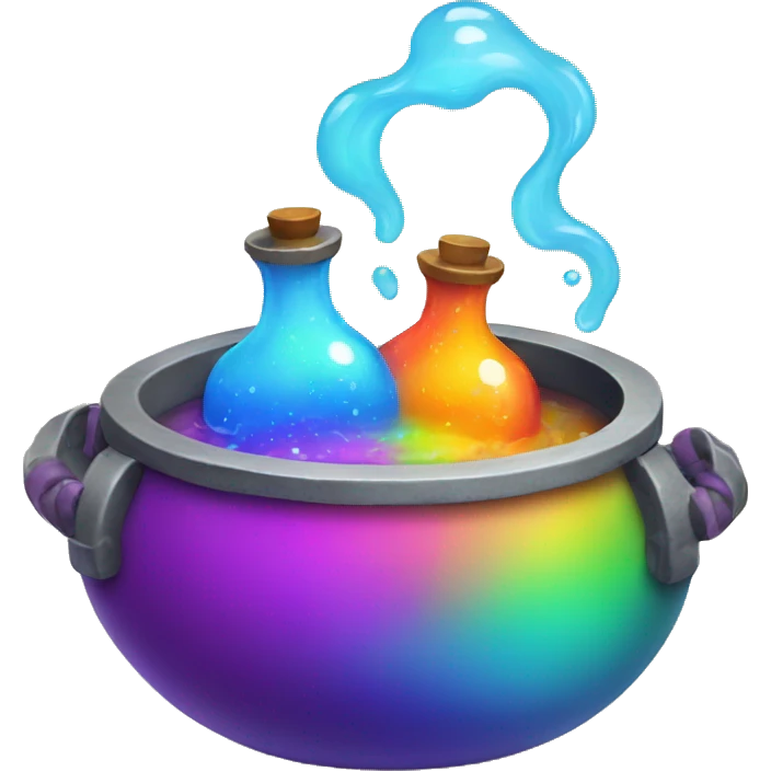 rainbow potion in a cauldron emoji