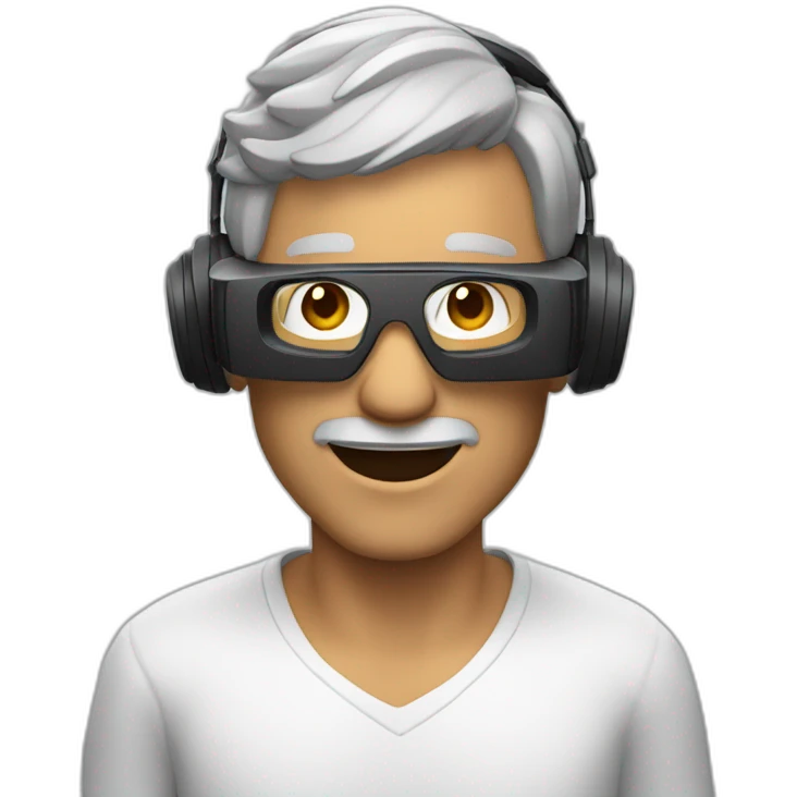 45 years old, gray hair, Brazilian using virtual reality headset emoji