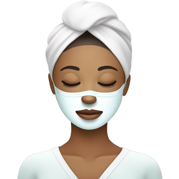Lady with face mask spa beauty full face relaxing emoji