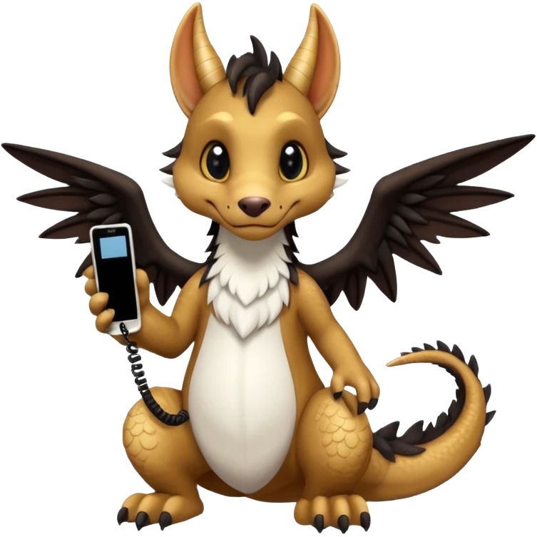 “Telephone” the brown, black and white anthropomorphic anthro “Dutch Angel Dragon” furry original species fursona fursuit emoji