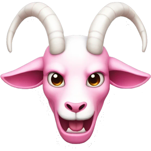 Pink and white demon with long horns like a goat emoji