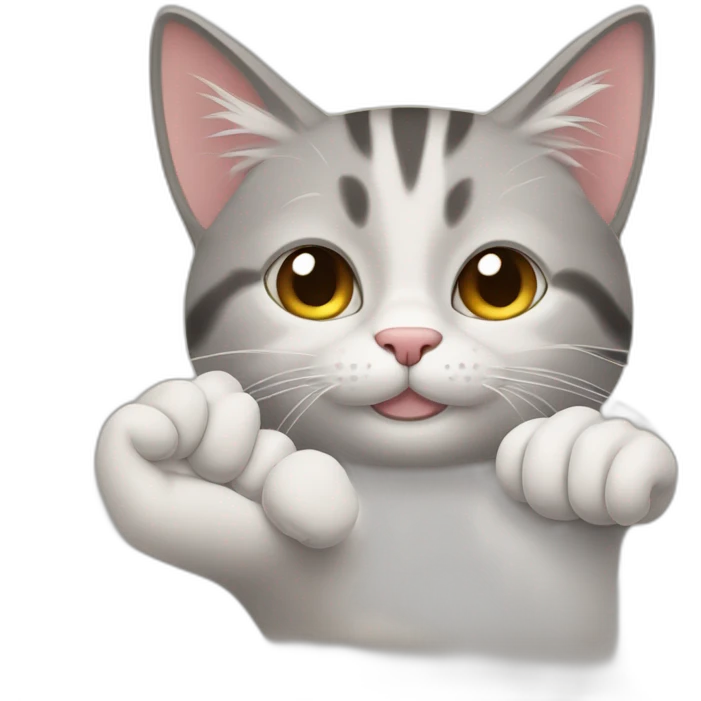 cat laying down making a thumbs up sign with his right paw emoji