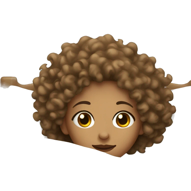 light skin girl with curly hair laying in bed emoji