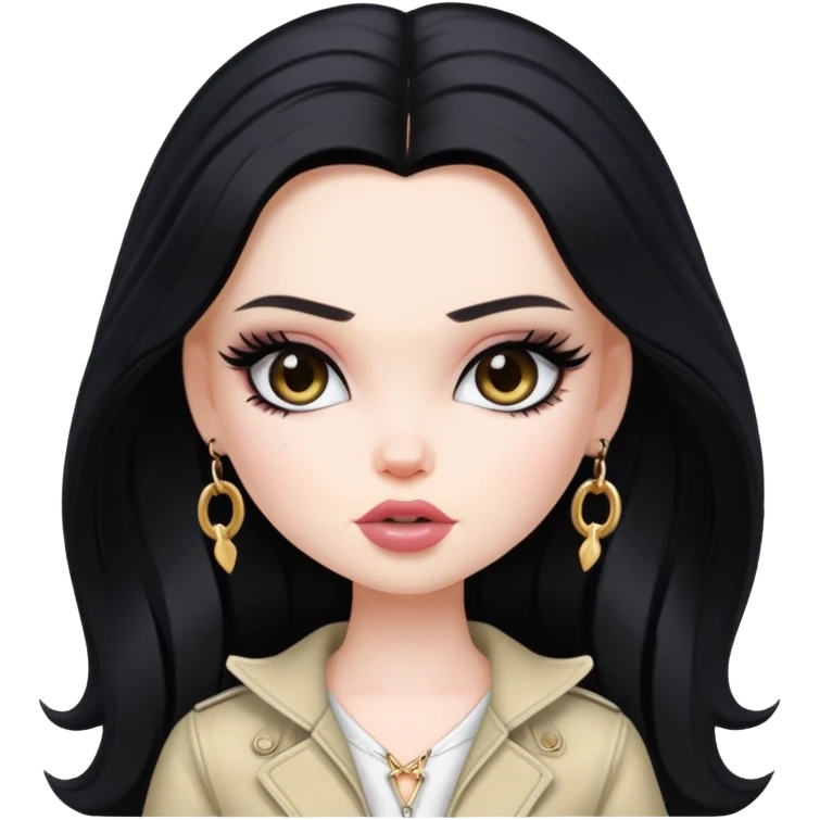 pretty bratz baddie, long black hair, pale skin emoji