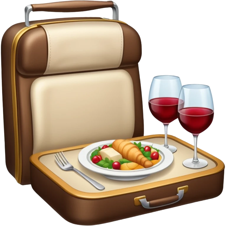 luxury plane food with wine emoji