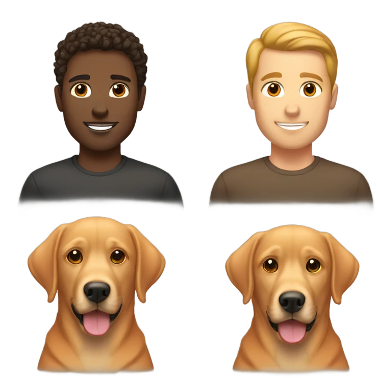   brown haired man and orange labrador retriever emoji
