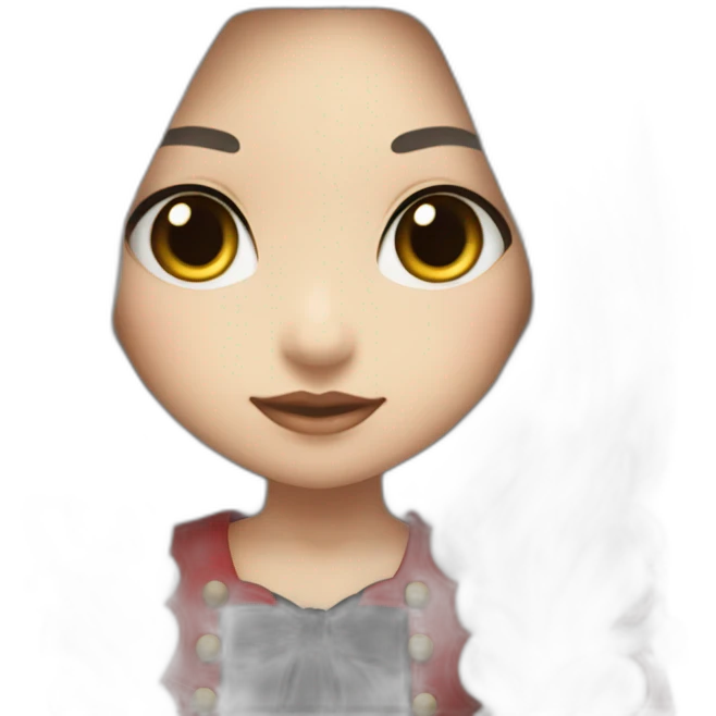 rpg-girl-with-long-straight white-hair-and-red-dress and black tights like chibi emoji