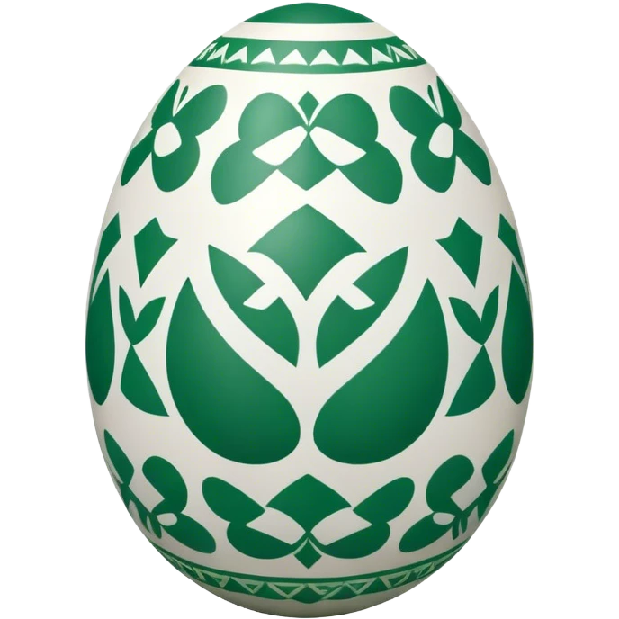 decor egg, symmetry simple pattern, green and white emoji