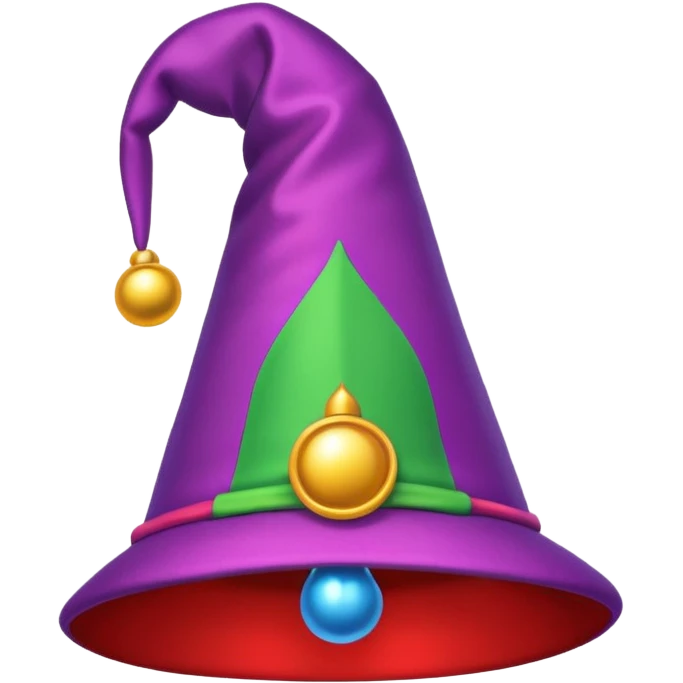 a jester's hat, vibrant and playful, with bells on the tips, classic emoji style emoji