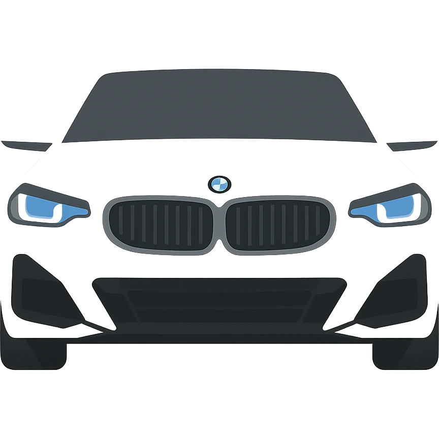 white BMW M240i G42 front view stylized icon style emoji
