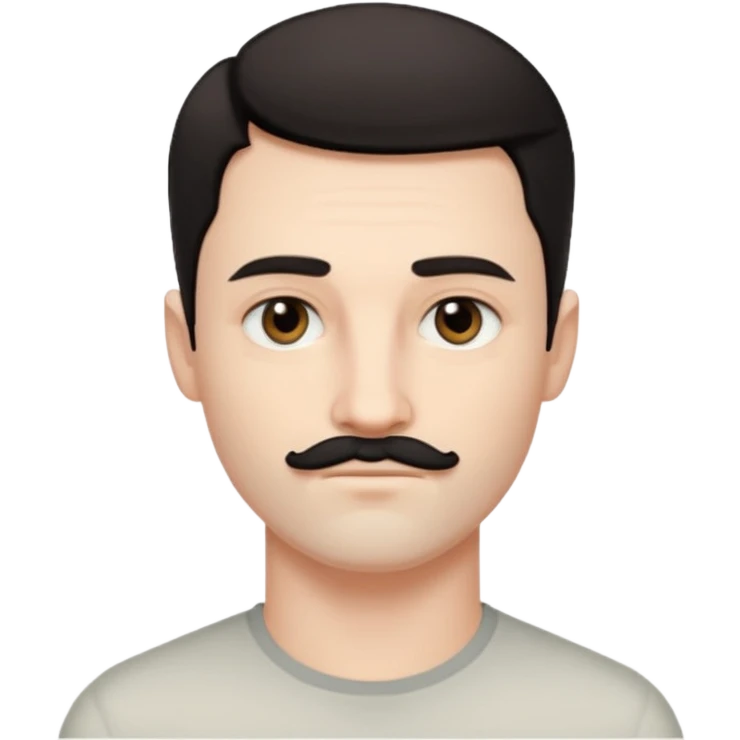 So pretty handsome bratz man, with black black black  eyes,  short dar, short mustache pale skin, defined jawlines emoji