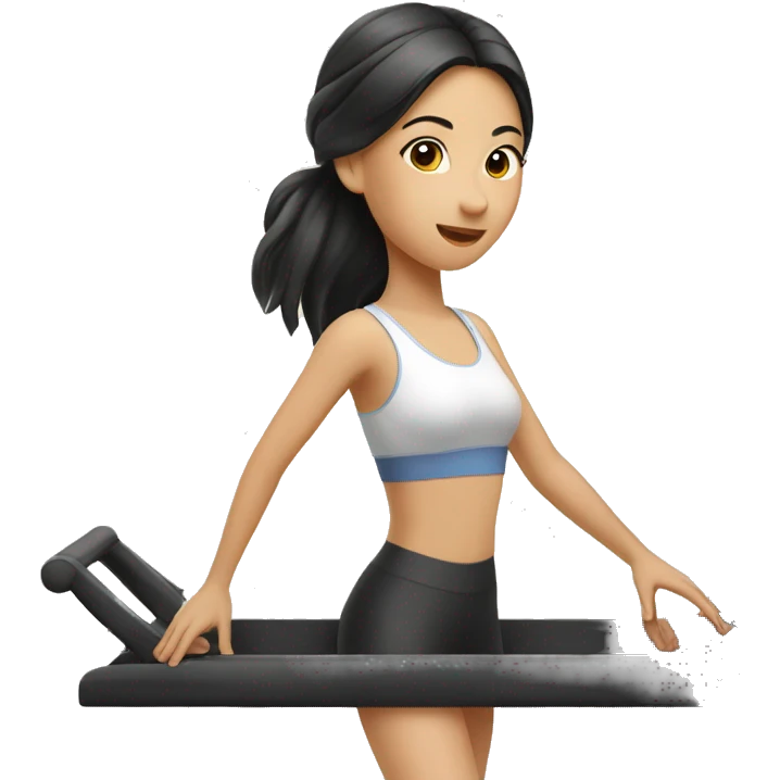 Pretty asian girl doing reformer Pilates  emoji