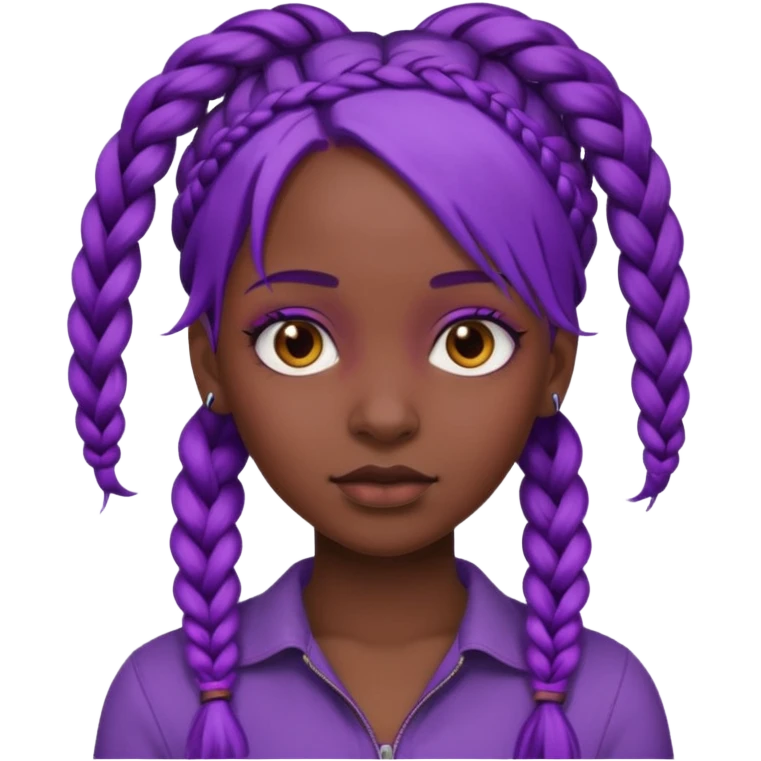 Dark skinned and purpled haired deaf girl. emoji