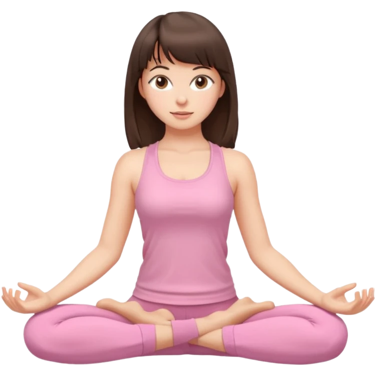 brunette with bangs yoga girl light pink clothes n emoji