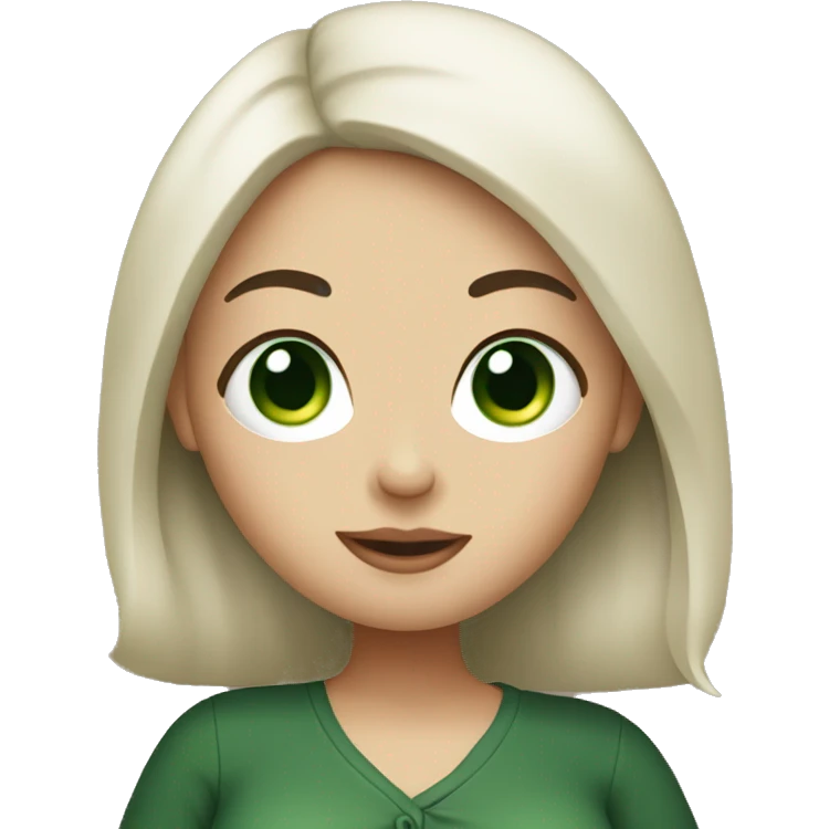 Pregnant white women with black hair and green eyes doing a peace sign  emoji