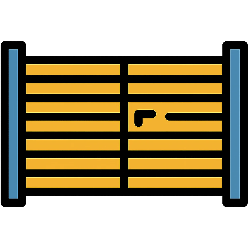 aluminum swing gate, minimalist, horizontal slats emoji