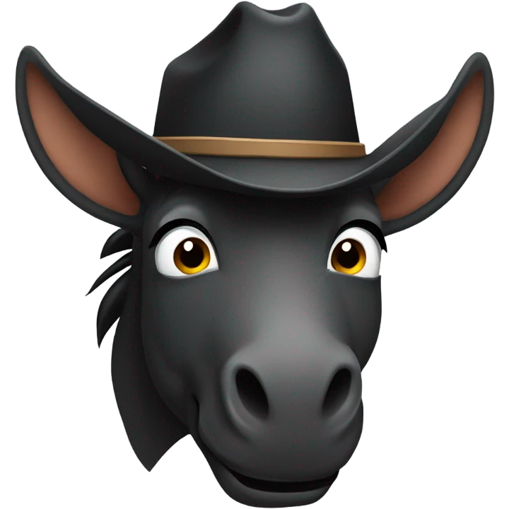 Black donkey wearing a cowboy hat emoji