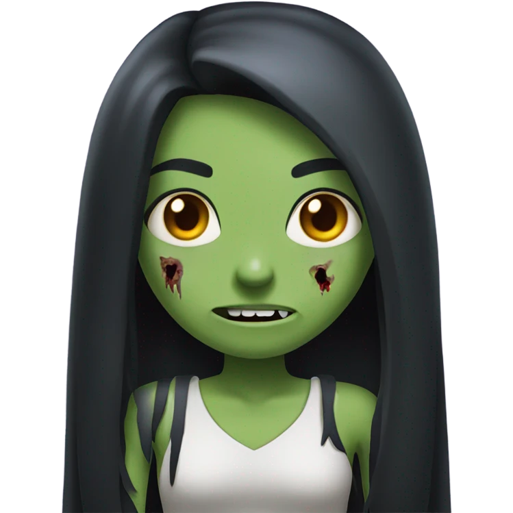 girl zombie with black long hair with teeth and serious face  emoji