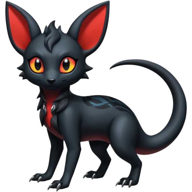 Shiny Dark Edgy Gothic Gloomy Futuristic Salandit-Umbreon-Noibat-Litten-Hybrid (Full body) emoji
