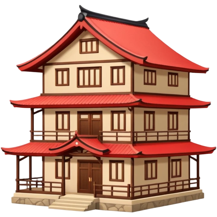 japan style wood house red beige emoji