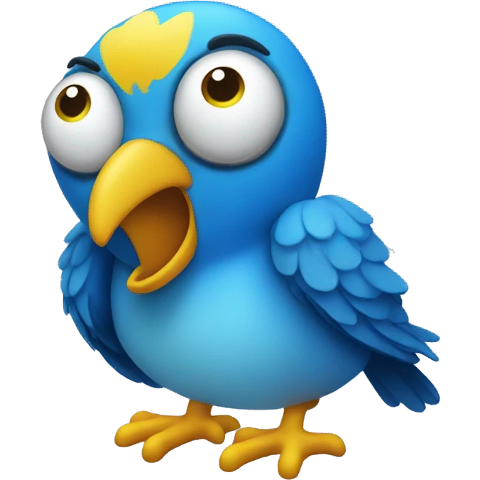 Blue silly bird boy with yellow beak emoji