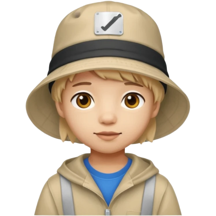 A little student with bucket hat emoji