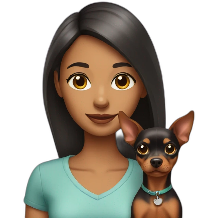  girl with a miniature pinscher dog emoji