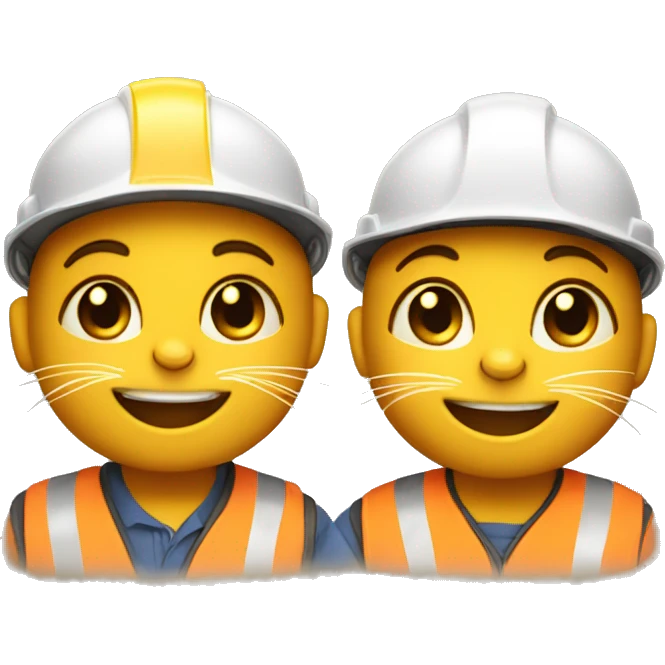 two happy cats dressed as construction workers emoji