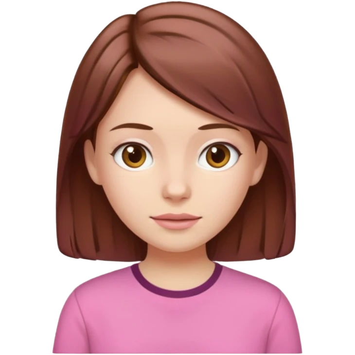 Cream girl with a pink shirt and a brown hair emoji