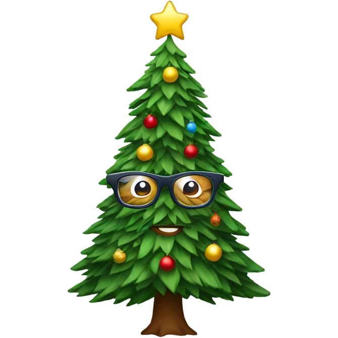 Christmas tree with glasses emoji