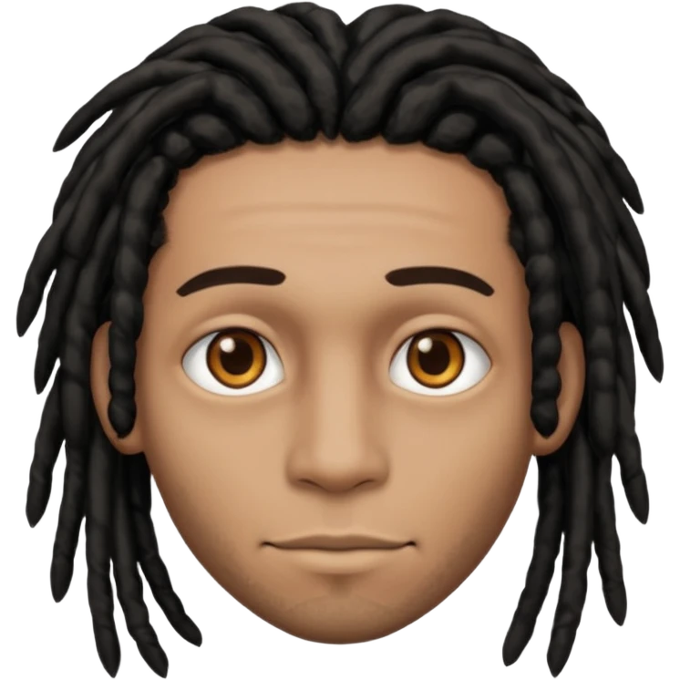 light brown man with black dreads and brown eyes emoji