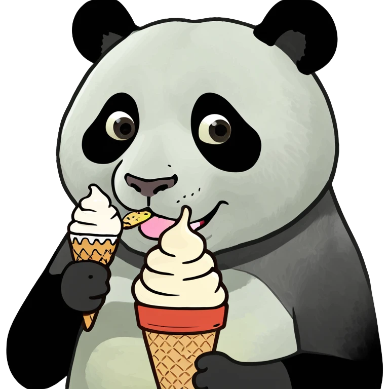 Panda eating ice cream emoji