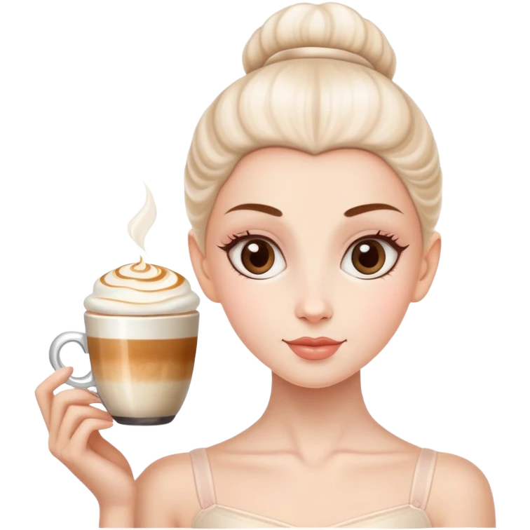 A ballerina with a head that is a cappuci o emoji