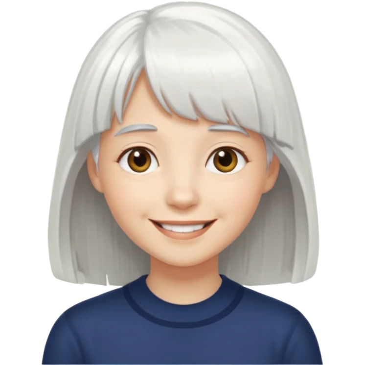 little longer white hair and bangs smile emoji