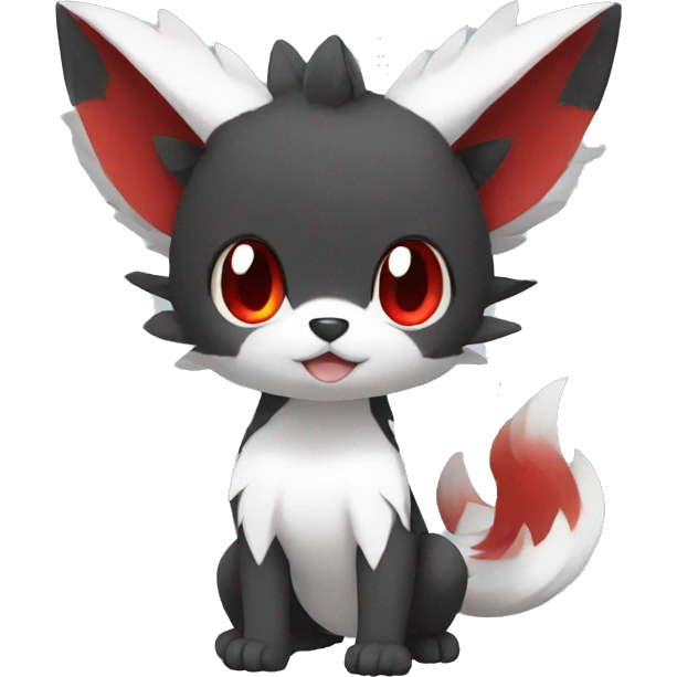 Cute cool black red white animal hybrid Fakemon full body emoji