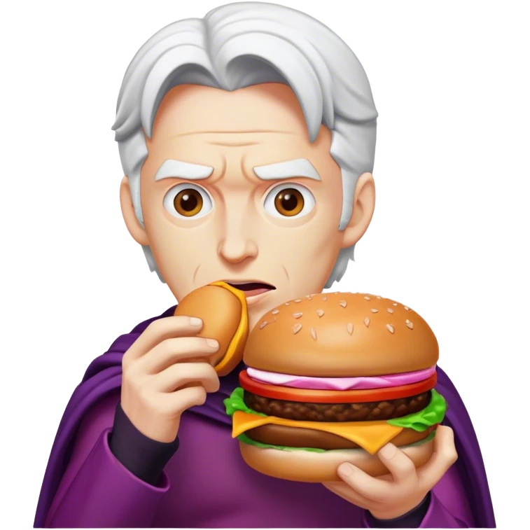 Magneto eating a burger, apple emoji style emoji