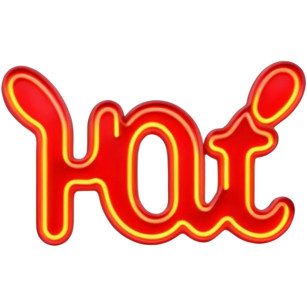  neon sign with the word hot emoji