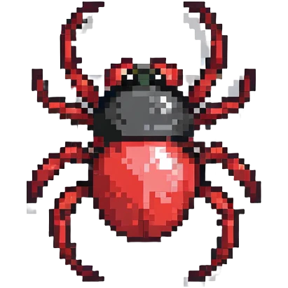 black widow spider with red hourglass emoji