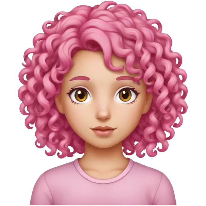 Girl with pink curly hair emoji